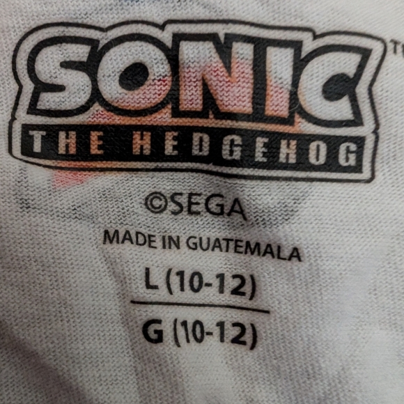 SONIC THE HEDGEHOG Youth Size Large (10-12) White T-Shirt - Picture 3 of 4